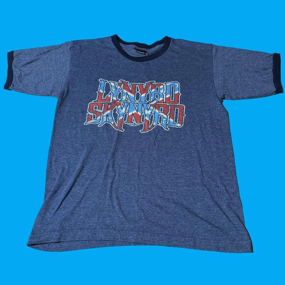 VTG Y2K Lynyrd Skynyrd Short Sleeve Ringer Graphic T Shirt Medium Winterland - Picture 1 of 9